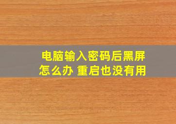 电脑输入密码后黑屏怎么办 重启也没有用